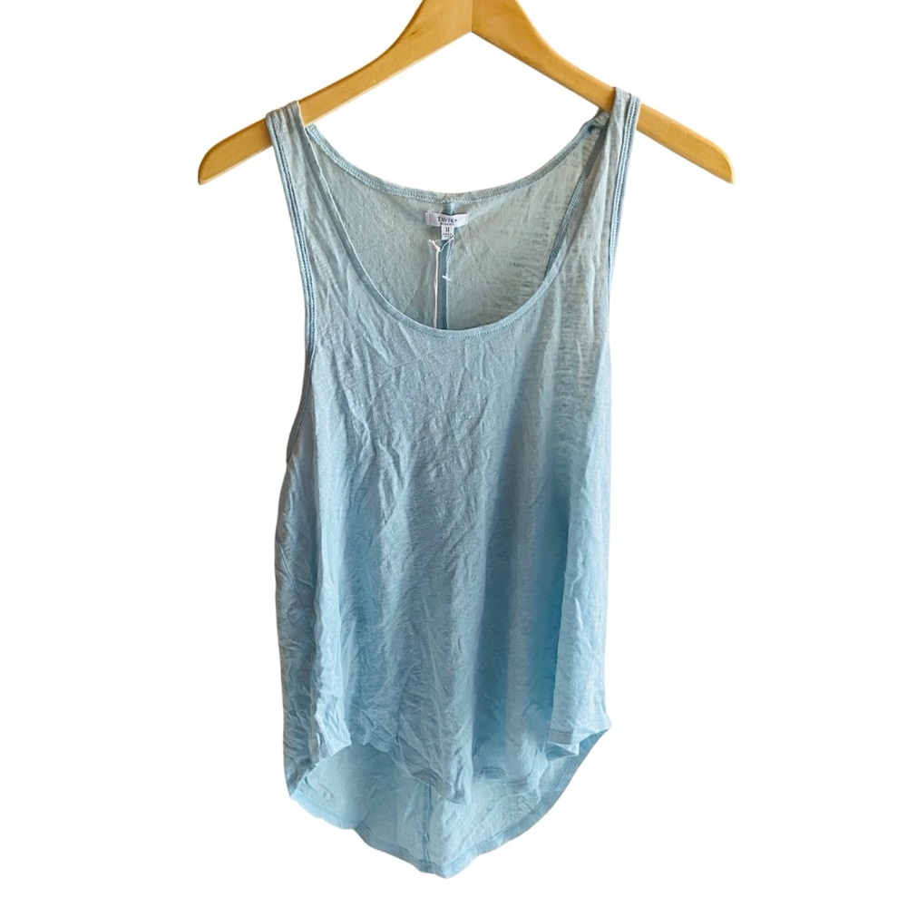 TAVIK+ 100% Linen Light Blue Slub Tank Top